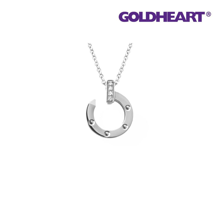 GOLDHEART Toward You Diamond Necklace, White Gold 750