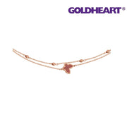 GOLDHEART Red Butterfly Double Strand Bracelet, Rose Gold