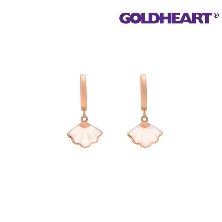 GOLDHEART Ginkyo Leaf Loop Earrings, Rose Gold