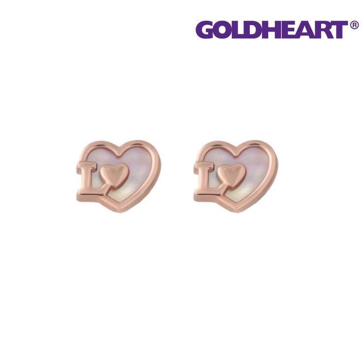 GOLDHEART Mother of Pearl Love Earrings, Rose Gold