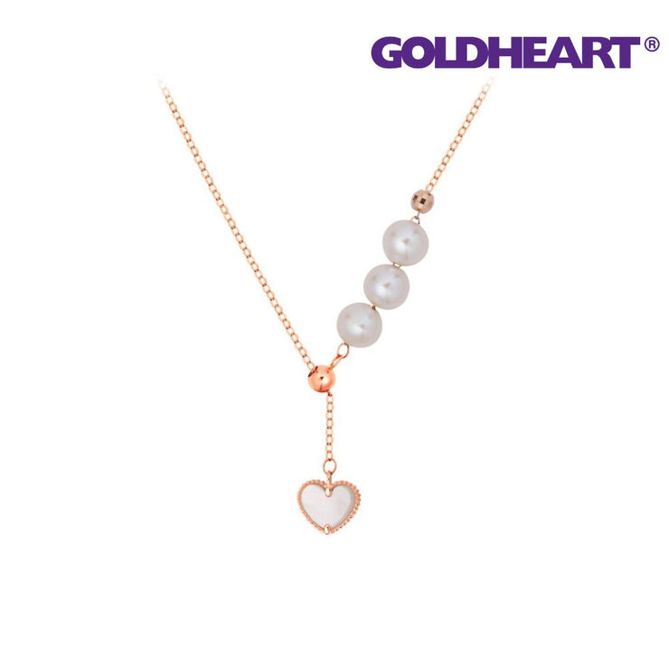 GOLDHEART Sweet Nacre Heart Pearl Necklace, Rose Gold