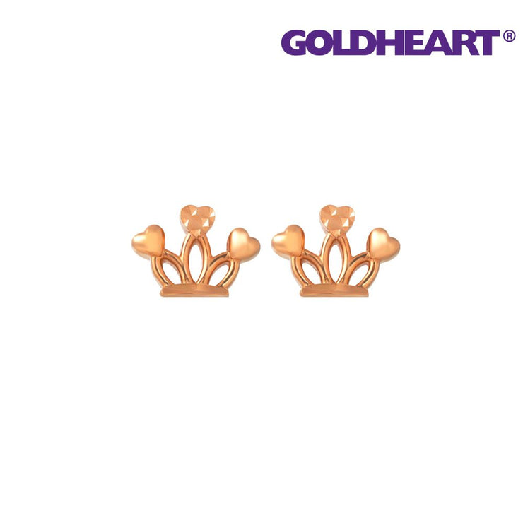 GOLDHEART Mini Crown Earrings, Rose Gold