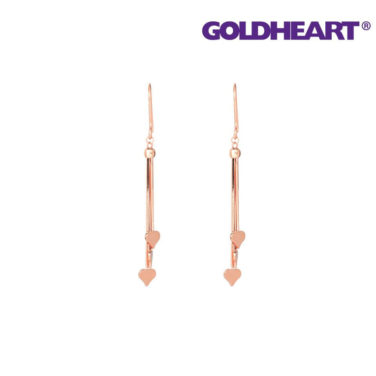 GOLDHEART Heart Tassel Hook Earrings, Rose Gold