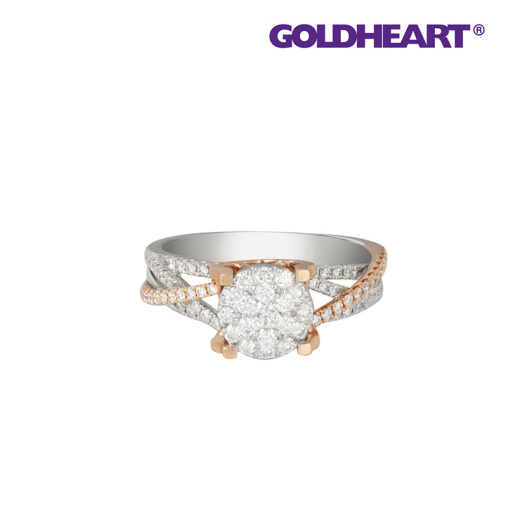 GOLDHEART Elegantly Diamond Ring, Dual-Tone