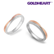 GOLDHEART Promesse Couple Rings, White+Rose Gold