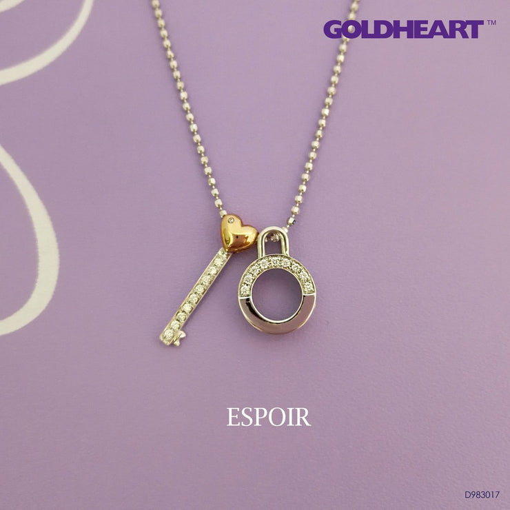 GOLDHEART Key Lock Pendant | Espoir Collection Dual-Tone
