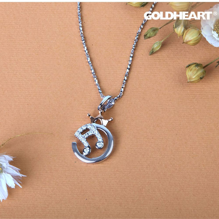 GOLDHEART Love Note Diamond Pendant, White+Rose Gold 750