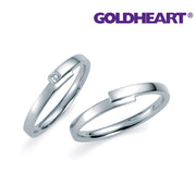 GOLDHEART Platinum Couple Rings, Romantic Blue