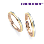 GOLDHEART [Romantic Blue] Wedding Band Couple Ring I Platinum 900+Yellow/Rose Gold 750