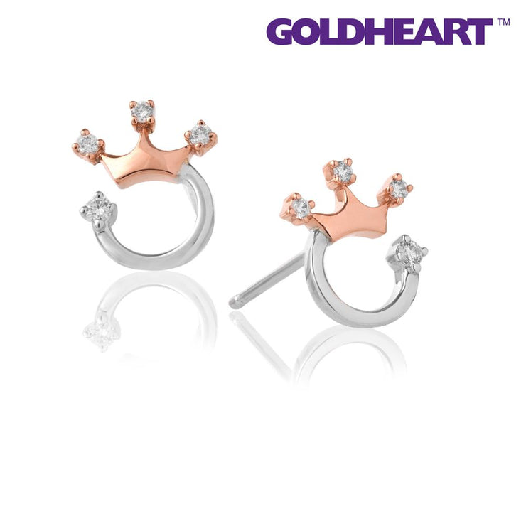 GOLDHEART Felicite Diamond Earrings, White+Rose Gold 585