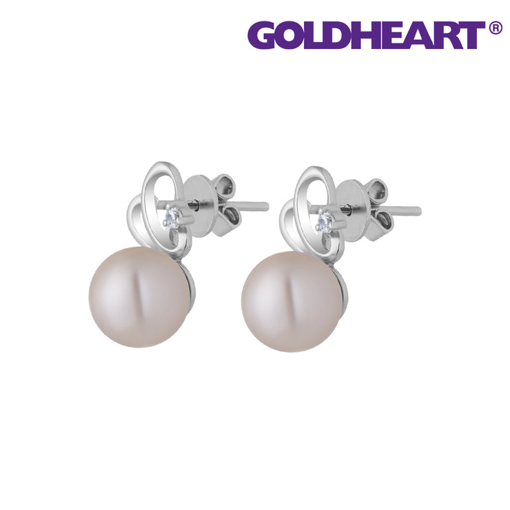 GOLDHEART Pearl Diamond Earrings I White Gold