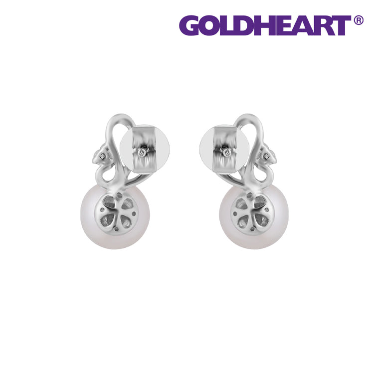 GOLDHEART Pearl Diamond Earrings I White Gold