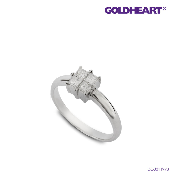 Quadrated with Sophisticated Elegance Diamond Ring  | Goldheart White Gold 750
