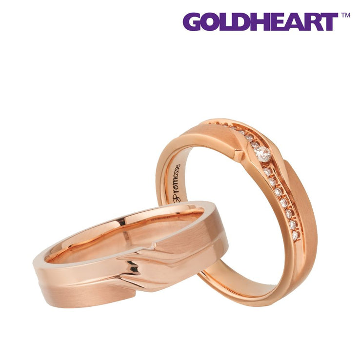 GOLDHEART Promesse Couple Rings, Rose Gold 750