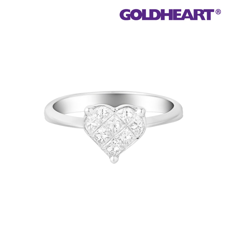 GOLDHEART Princess Heart Diamond Ring, White Gold 750