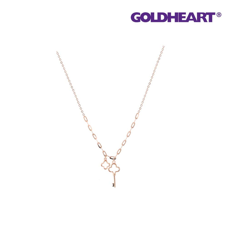 GOLDHEART Clovery Key Necklace I Rose Gold