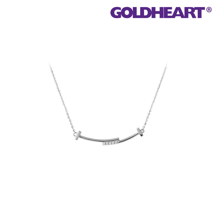 GOLDHEART Minimalist Diamond Necklace I White Gold
