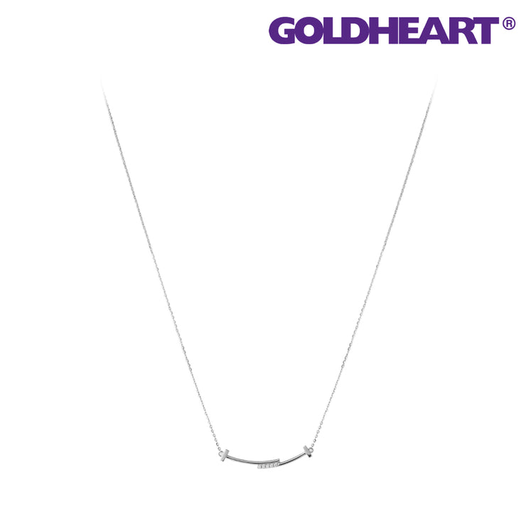 GOLDHEART Minimalist Diamond Necklace I White Gold